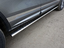 Пороги овальные с проступью 75х42 мм для Volkswagen Touareg II Рестайлинг