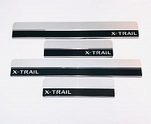 Накладки на пороги нержавеющая сталь под карбон 4шт. для Nissan X-Trail III Рестайлинг