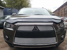 Защитная сетка радиатора комплект 3 части для Mitsubishi Outlander II Рестайлинг