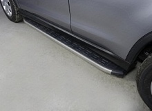Пороги алюминиевые с пластиковой накладкой карбон 1720 мм для Mitsubishi ASX I Рестайлинг 2