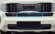 Зимняя заглушка радиатора на стяжке центр 3 части для Kia Mohave I Рестайлинг 2